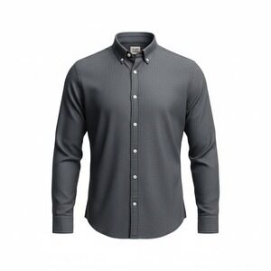 Flint and Tinder Men Button Down Shirt Large Gray Herringbone Long Sleeve Office